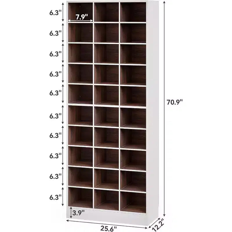 Scarpiera alta 180 cm, scaffale autoportante a 10 livelli per 30 paia, scarpiera per soggiorno, ingresso, bianco e marrone