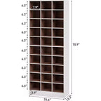 Scarpiera alta 180 cm, scaffale autoportante a 10 livelli per 30 paia, scarpiera per soggiorno, ingresso, bianco e marrone