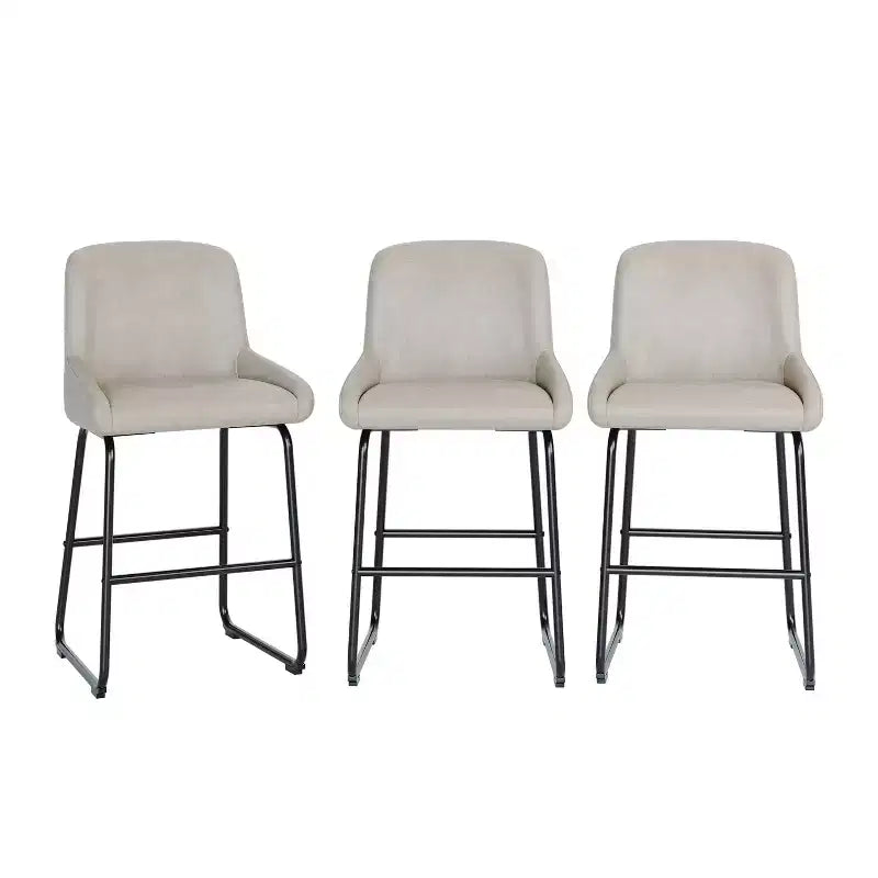 Set di sgabelli da bar ad altezza bancone, sgabelli da bar in pelle PU con schienale e poggiapiedi, sedie da bar moderne senza braccioli per isola cucina e bar di casa
