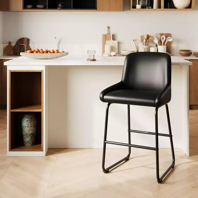 Set di sgabelli da bar ad altezza bancone, sgabelli da bar in pelle PU con schienale e poggiapiedi, sedie da bar moderne senza braccioli per isola cucina e bar di casa