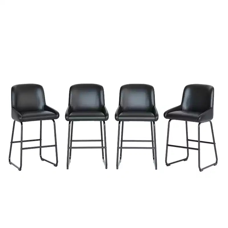 Set di sgabelli da bar ad altezza bancone, sgabelli da bar in pelle PU con schienale e poggiapiedi, sedie da bar moderne senza braccioli per isola cucina e bar di casa