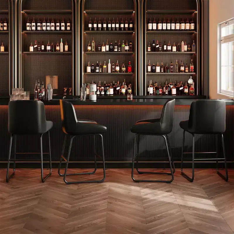 Set di sgabelli da bar ad altezza bancone, sgabelli da bar in pelle PU con schienale e poggiapiedi, sedie da bar moderne senza braccioli per isola cucina e bar di casa