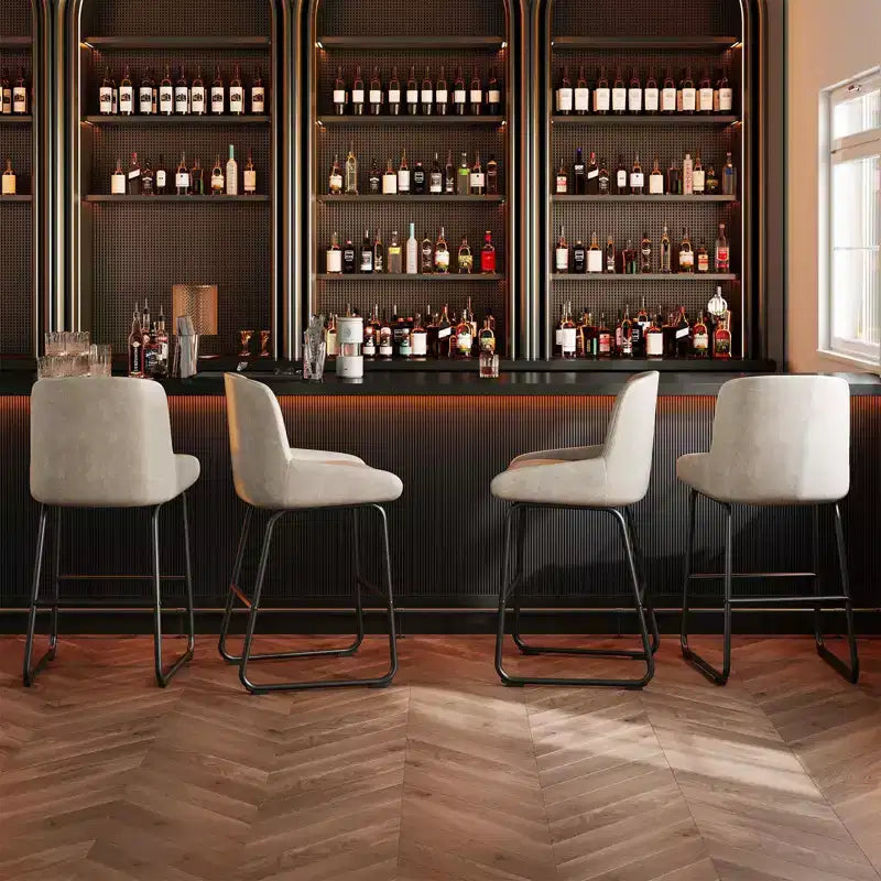 Set di sgabelli da bar ad altezza bancone, sgabelli da bar in pelle PU con schienale e poggiapiedi, sedie da bar moderne senza braccioli per isola cucina e bar di casa