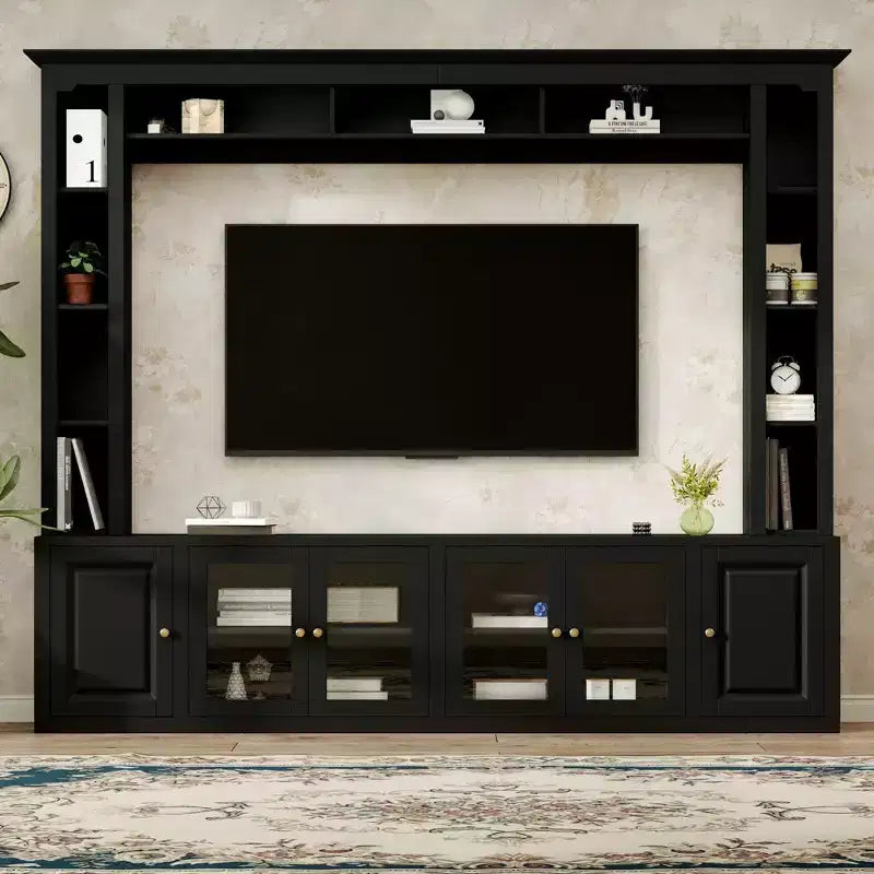 Mobile TV/Libreria a Parete Grande Moderno a 4 Pezzi per Soggiorno