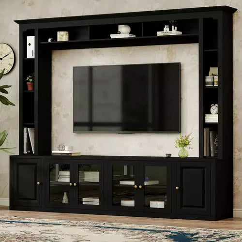 Clihome 4-Piece Modern Large Entertainment Center Wall Unit with Bookshelves for Living Room
