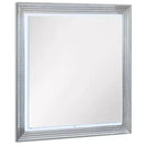 Specchio da comò incorniciato illuminato White Wood Square da 42 pollici