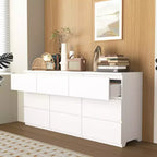 Cassettiera a 9 cassetti con design senza maniglie, cassettiera moderna in legno bianco opaco per camera da letto, cassettiera per soggiorno