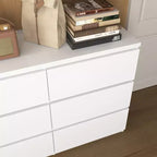 Cassettiera a 9 cassetti con design senza maniglie, cassettiera moderna in legno bianco opaco per camera da letto, cassettiera per soggiorno