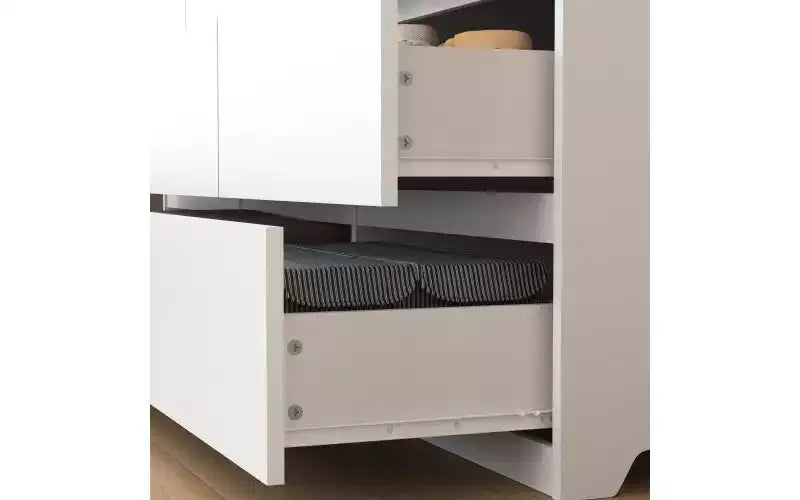 Cassettiera a 9 cassetti con design senza maniglie, cassettiera moderna in legno bianco opaco per camera da letto, cassettiera per soggiorno