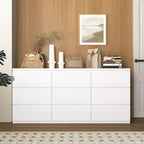 Cassettiera a 9 cassetti con design senza maniglie, cassettiera moderna in legno bianco opaco per camera da letto, cassettiera per soggiorno