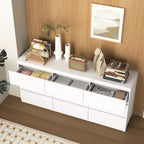 Cassettiera a 9 cassetti con design senza maniglie, cassettiera moderna in legno bianco opaco per camera da letto, cassettiera per soggiorno