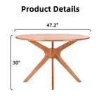 Tavolo da pranzo rotondo in legno massello da 47 pollici, base a piedistallo intersecante color miele per 4-6 persone per cucina e sala da pranzo