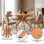 Tavolo da pranzo rotondo in legno massello da 47 pollici, base a piedistallo intersecante color miele per 4-6 persone per cucina e sala da pranzo