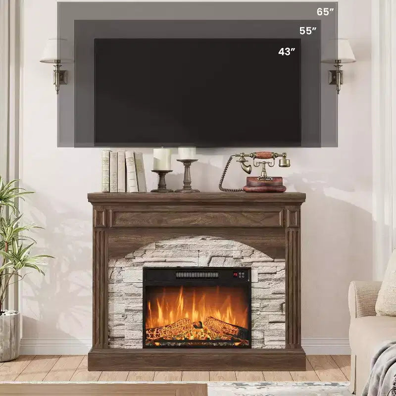 Mobile TV con camino elettrico e mensola, telecomando e fiamma 3D, riscaldamento regolabile per soggiorno e camera da letto