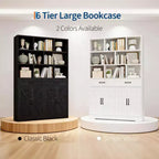 Libreria alta 180 cm con 2 cassetti e 4 ante, libreria moderna grande da 120 cm a 6 ripiani e armadio porta libri con ripiani per il soggiorno di casa