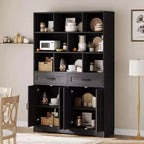 Libreria alta 180 cm con 2 cassetti e 4 ante, libreria moderna grande da 120 cm a 6 ripiani e armadio porta libri con ripiani per il soggiorno di casa