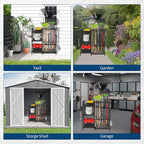 Organizzatore per attrezzi da giardino, Porta attrezzi da garage resistente con 6 ripiani e 35 fessure per manici lunghi, Organizzatori e contenitori per attrezzi autoportanti per capanno da giardino