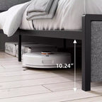 Telaio letto King Size con 2 cassetti portaoggetti, telai letto moderni con testiera a scaffale imbottita, senza rumore, non necessita di rete a molle, grigio