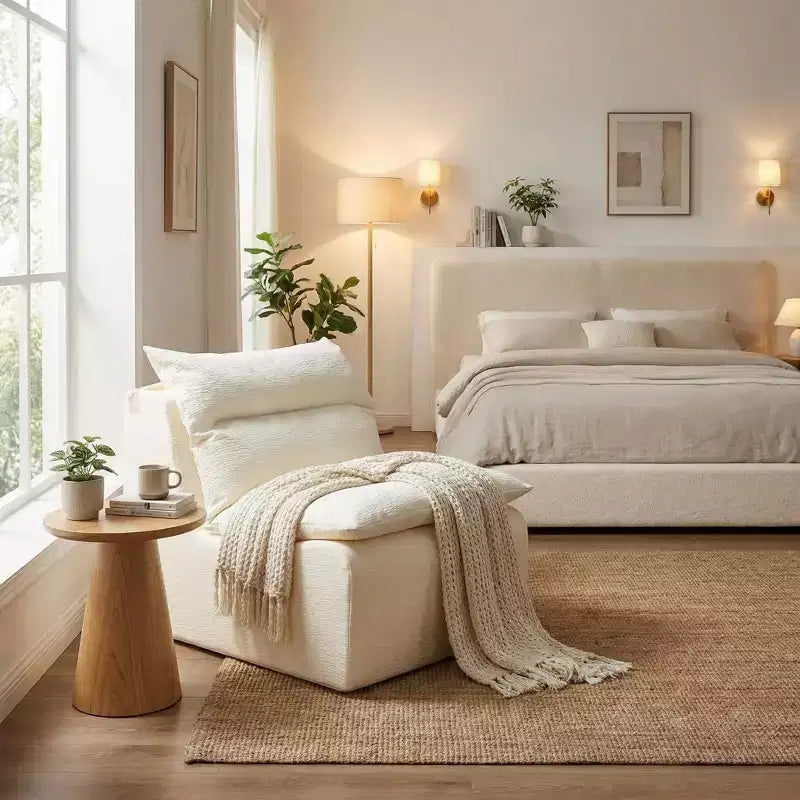 Poltrona lounge moderna imbottita con seduta profonda, morbido tessuto testurizzato, comoda e ammortizzata per soggiorno, camera da letto o angolo lettura