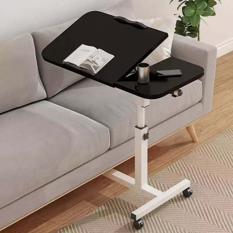 Tavolo Laterale / Servitore da Letto e Divano con Ruote, Scrivania Regolabile in Altezza per Laptop per Casa, Ufficio o Uso Comodino
