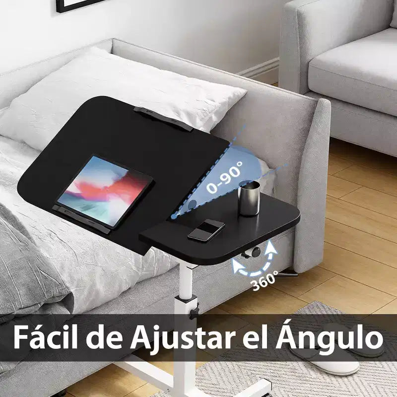 Tavolo Laterale / Servitore da Letto e Divano con Ruote, Scrivania Regolabile in Altezza per Laptop per Casa, Ufficio o Uso Comodino