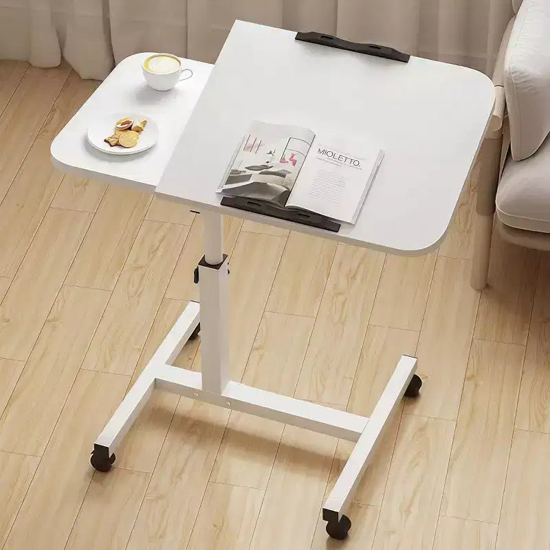 Tavolo Laterale / Servitore da Letto e Divano con Ruote, Scrivania Regolabile in Altezza per Laptop per Casa, Ufficio o Uso Comodino