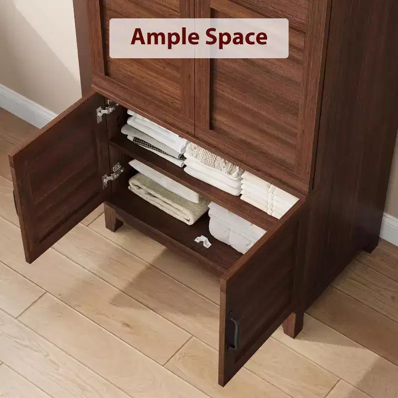 Armadio a 4 ante in legno da 183 cm con bastone appendiabiti e 18 ripiani regolabili per camera da letto, armadio per vestiti, per un guardaroba organizzato