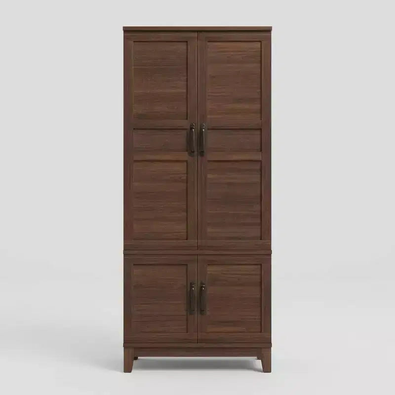 Armadio a 4 ante in legno da 183 cm con bastone appendiabiti e 18 ripiani regolabili per camera da letto, armadio per vestiti, per un guardaroba organizzato