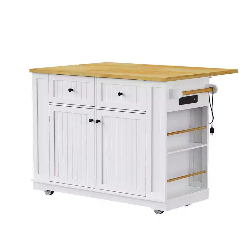 Carrello da Cucina con Isola, Ribaltina, Mobile Contenitore e Ruote