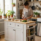 Carrello da Cucina con Isola, Ribaltina, Mobile Contenitore e Ruote