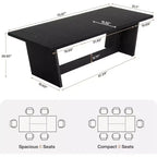Tavolo da pranzo rettangolare grande da 180 cm per 6-8 persone, in legno, stile rustico con solido piedistallo, tavolo da cucina nero.