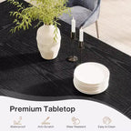 Tavolo da pranzo rettangolare grande da 180 cm per 6-8 persone, in legno, stile rustico con solido piedistallo, tavolo da cucina nero.