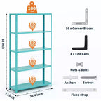 Scaffale in Acciaio Resistente a 5 Livelli, Portata 227 kg, Ripiani da Garage con Altezza Regolabile, Scaffalatura in Metallo, Scaffali Industriali