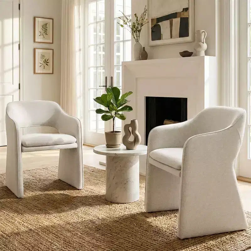 Sedie da pranzo moderne imbottite set da 2, sedie da sala da pranzo completamente imbottite con schienale curvo e bracciolo integrato, sedie d'accento