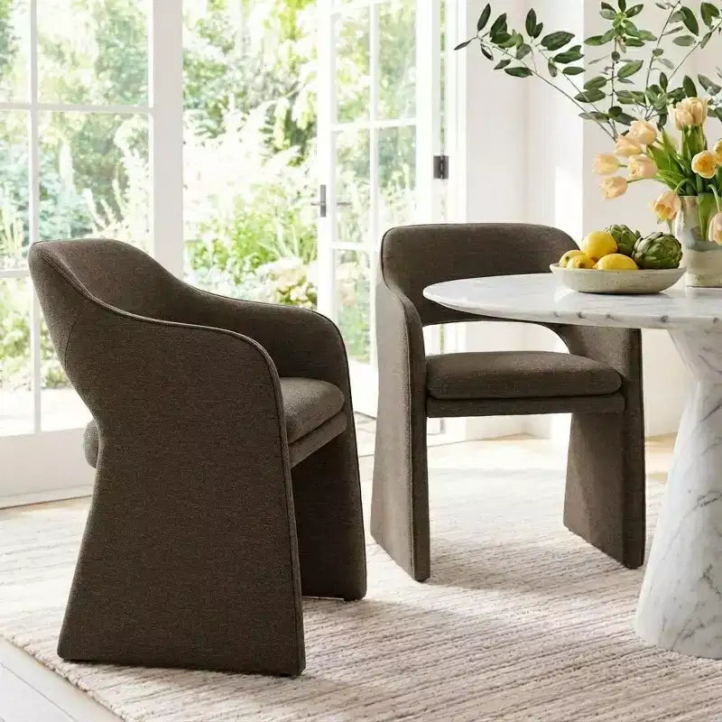 Sedie da pranzo moderne imbottite set da 2, sedie da sala da pranzo completamente imbottite con schienale curvo e bracciolo integrato, sedie d'accento