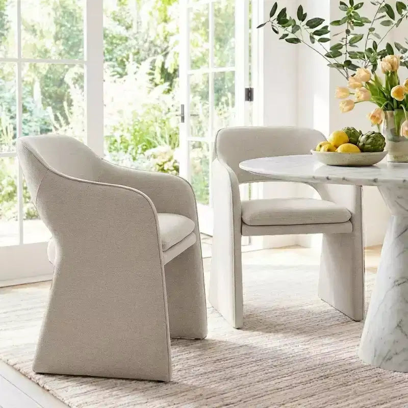 Sedie da pranzo moderne imbottite set da 2, sedie da sala da pranzo completamente imbottite con schienale curvo e bracciolo integrato, sedie d'accento