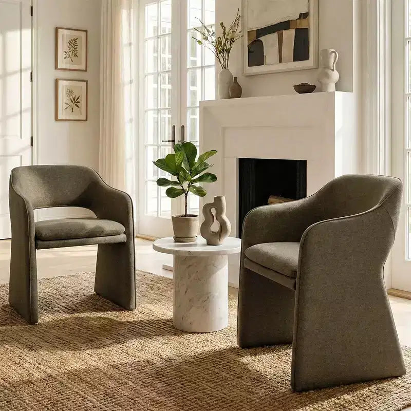 Sedie da pranzo moderne imbottite set da 2, sedie da sala da pranzo completamente imbottite con schienale curvo e bracciolo integrato, sedie d'accento
