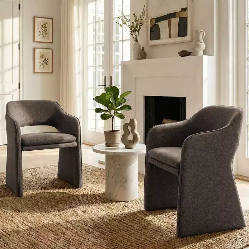 Sedie da pranzo moderne imbottite set da 2, sedie da sala da pranzo completamente imbottite con schienale curvo e bracciolo integrato, sedie d'accento