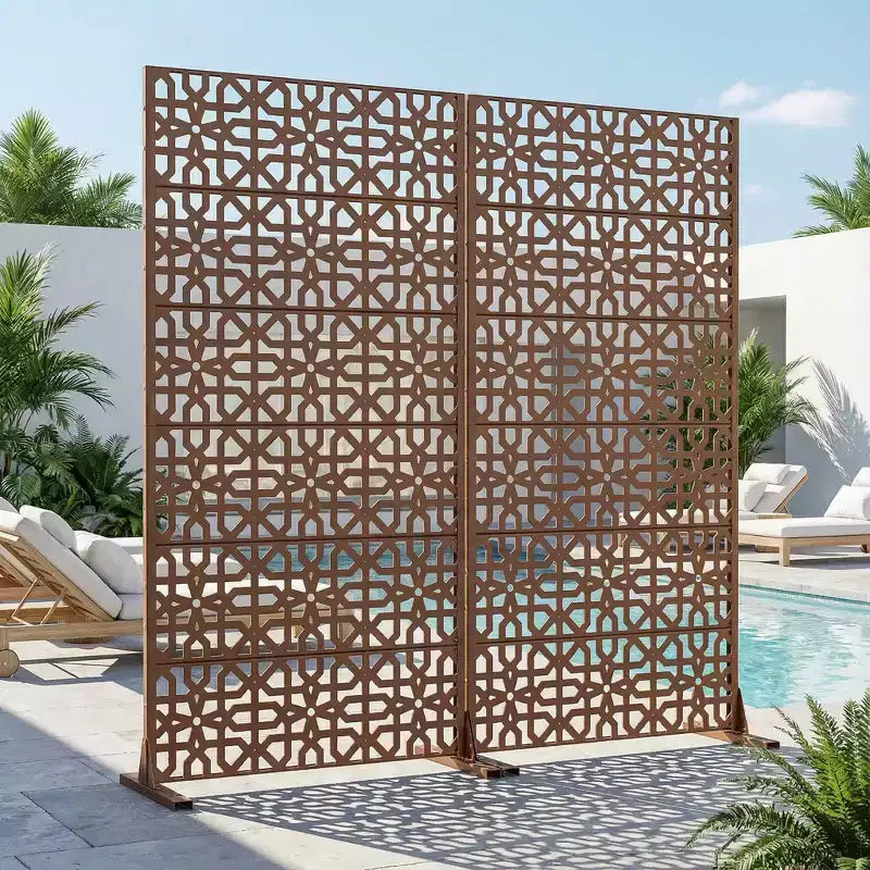 Divisorio Marrone in Acciaio Galvanizzato, 72x35x16, Paravento Classico a Doppia Faccia da 6 Pezzi