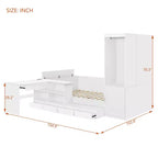 Letto completo con 6 cassetti, scrivania, armadio e guardaroba