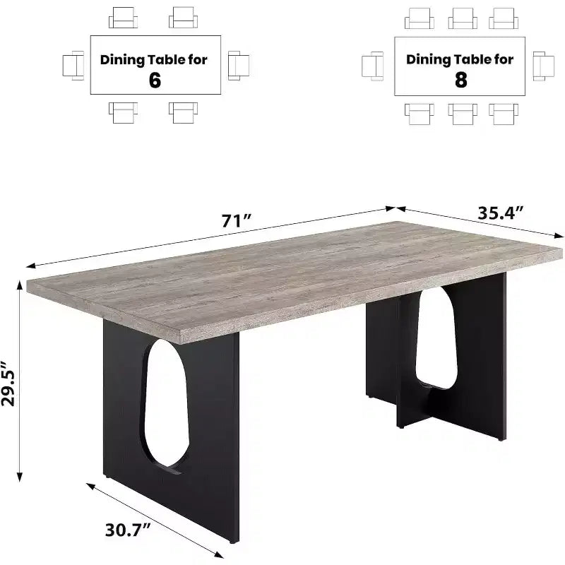 Tavolo da pranzo moderno da 71 pollici per 6-8 persone, grande tavolo da cucina con gambe a piedistallo per impieghi gravosi, perfetto per sala da pranzo, cucina o sala conferenze