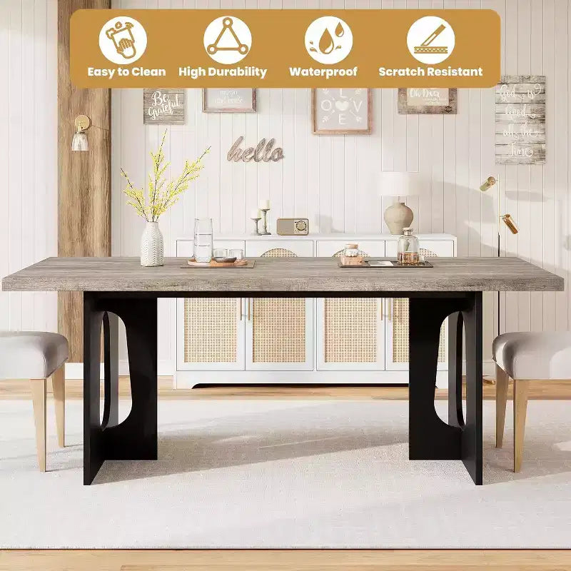 Tavolo da pranzo moderno da 71 pollici per 6-8 persone, grande tavolo da cucina con gambe a piedistallo per impieghi gravosi, perfetto per sala da pranzo, cucina o sala conferenze