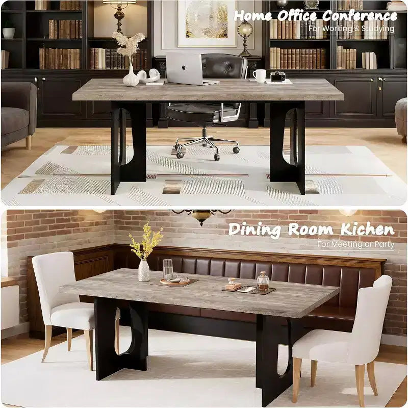 Tavolo da pranzo moderno da 71 pollici per 6-8 persone, grande tavolo da cucina con gambe a piedistallo per impieghi gravosi, perfetto per sala da pranzo, cucina o sala conferenze