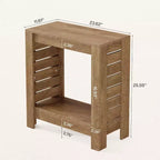 Tavolino Stretto, Tavolino Laterale Rustico a 2 Ripiani in Legno con Scaffale Contenitore per Soggiorno, Camera da Letto, Ufficio, Facile Montaggio