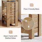 Tavolino Stretto, Tavolino Laterale Rustico a 2 Ripiani in Legno con Scaffale Contenitore per Soggiorno, Camera da Letto, Ufficio, Facile Montaggio
