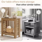 Tavolino Stretto, Tavolino Laterale Rustico a 2 Ripiani in Legno con Scaffale Contenitore per Soggiorno, Camera da Letto, Ufficio, Facile Montaggio
