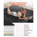 Materassino Tatami Giapponese, Materasso Tatami Pieghevole Queen Size, Materasso Futon con Borsa per il Trasporto, Materassino da Pavimento a 9 Strati, 203 x 152 x 8.9 cm, Nero