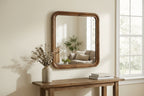 Roundhill Furniture Eldren Wood Frame Mirror, Walnut Finish