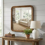 Specchio con cornice in legno, finitura noce