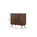 32 Credenza geometrica in legno marrone intagliato a due ante